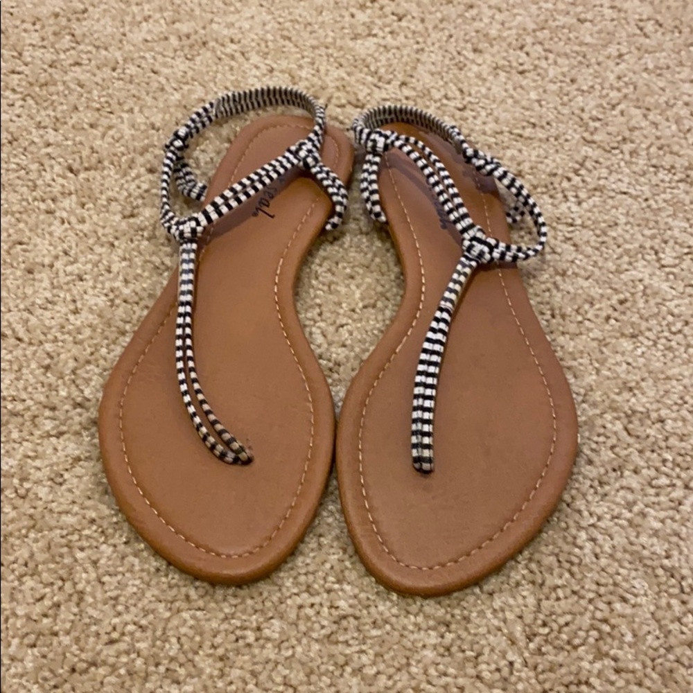Navy and white sandals